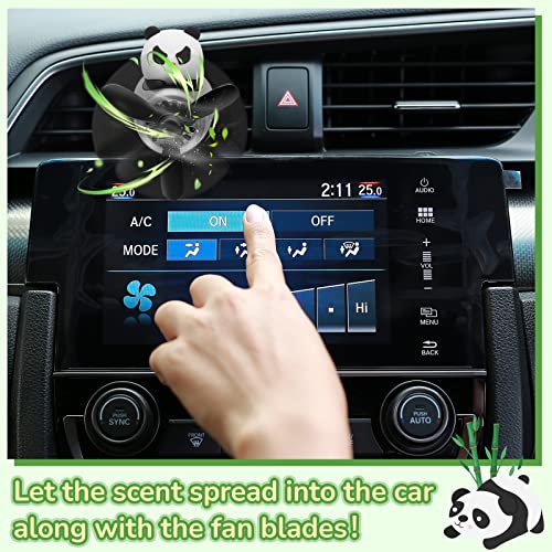 Image of Tallew Car Air Freshener Cute Panda Car Vent Clip Diffuser with Rotating Propeller Outlet Vent 2.5 inch x 2.4 inch x 2.1 inch Easy to Install Included 2 Scents Aroma Tablets Aromatherapy Ornament Auto Accessories