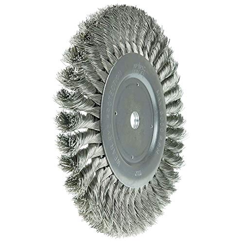 Image of Weiler 08395 8 inch Standard Twist Knot Wire Wheel , .016 inch Stainless Steel Fill, 5 /8 inch Arbor Hole, Made in The USA (Pack of 2)