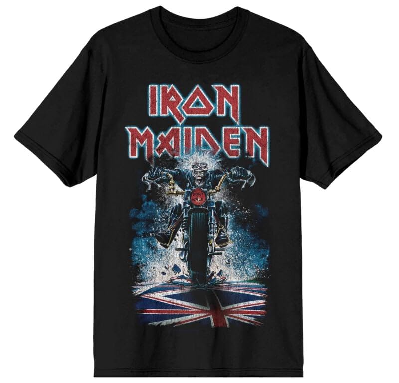 Iron Maiden Eddie Biker Homme T-Shirt Manches Courtes Noir Regular/Coupe Standard