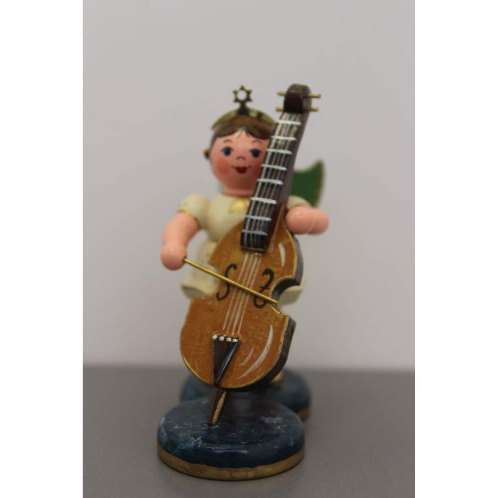 German Christmas Angel with Double bass 6,5cm / 2,5inch - Hubrig Volkskunst