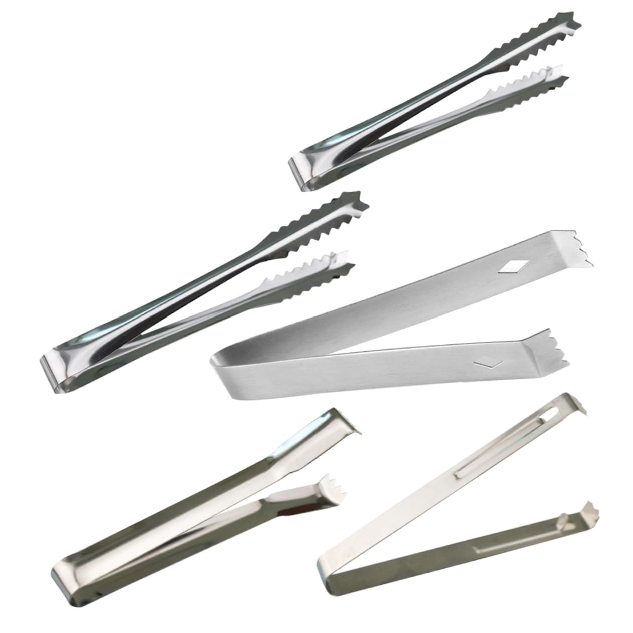 NAMOARLY Ice Cube Sugar Clip Stainless Steel Sugar Tongs 5pcs Mini Serving Tongs for Buffet Bbq Kitchen