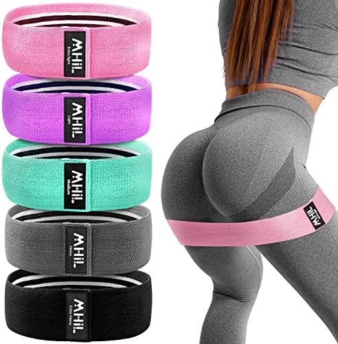 MhIL 5 Resistance Bands for Working Out - Booty Bands for Women and Men, Best Exercise Bands, Workout Bands for Workout Legs Butt Glute Squat - Stretch Gym Fitness Bands Set - Home Elastic Loops Band