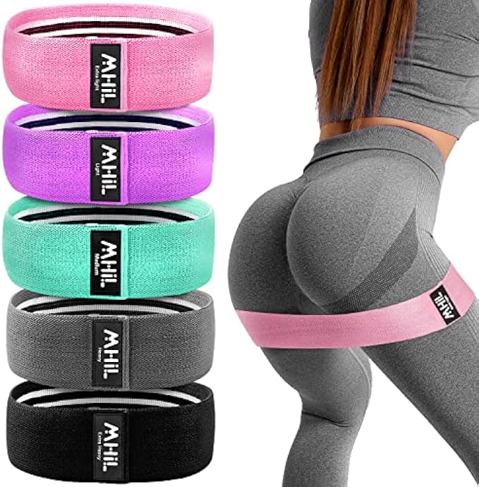 MhIL 5 Resistance Bands for Working Out Women - Booty Bands for Women and Men, Best Exercise Bands, Workout Bands for Workout Legs Butt Glute Squat - Stretch Gym Fitness Bands Set, Home Elastic Loops