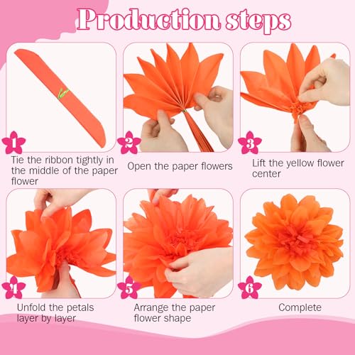 Image of TaoBary Large Colorful Tissue Paper Flowers Giant Fiesta Paper Pom Poms Classroom Wall Decor Mexican Birthday Party Decorations Wedding Backdrop(20 inch and 10 inch,Light Color,12 Pcs)