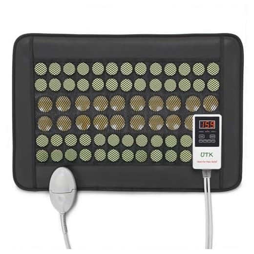 UTK Heating Pad for Back, Far Infrared Natural Jade and Tourmaline Heating Pad, Smart Controller with Memory Function, Auto Shut Off and Travel Bag Included, Small Pro (23.5 inches X 16 inches)