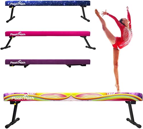 Peakpath Haz de equilibrio de gimnasia ajustable y plegable de 8 pies, equipo de gimnasio en casa, fácil montaje y almacenamiento, no requiere