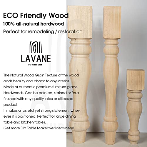 La Vane 29X3.5X3.5Inch Chunky Farmhouse Table Legs, Set Of 4 Unfinished Rubber Wood Replacement Table Legs For Bench Coffee Table Dining Table #TOP2
