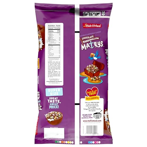 Malt-O-Meal Chocolate Marshmallow Mateys Breakfast Cereal, Crunchy Chocolate Cereal with Marshmallows, Large Cereal for Family, 30 OZ Resealable Cereal Bag - Thumbnail 4