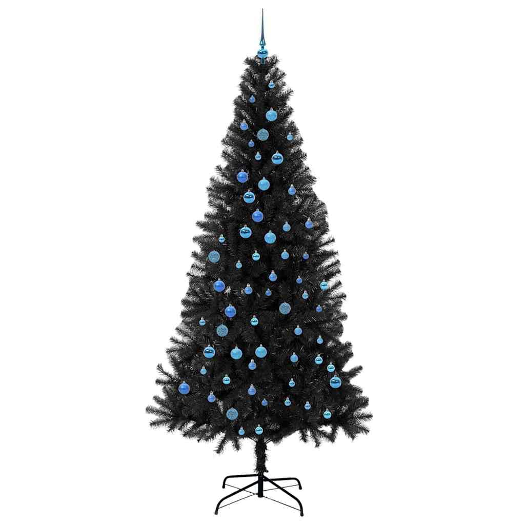 Choinka w kształcie stożka, 240 cm, czarna, PCW, z 300 diodami LED o ciepłej białej barwie, stojak, 8 trybów, do użytku wewnątrz i na zewnątrz, sztuczna choinka ze światłami