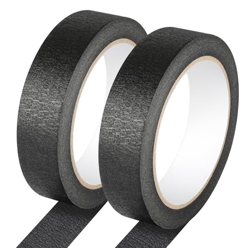 Image of 2 Pack Black Painters Tape - Black Masking Tape 1 Inch Wide - Multi-Surface, Smart Adhesion, Indoor & Outdoor - Paint Tape for DIY, Labeling, Art, Car, General Purpose - 180FT Total
