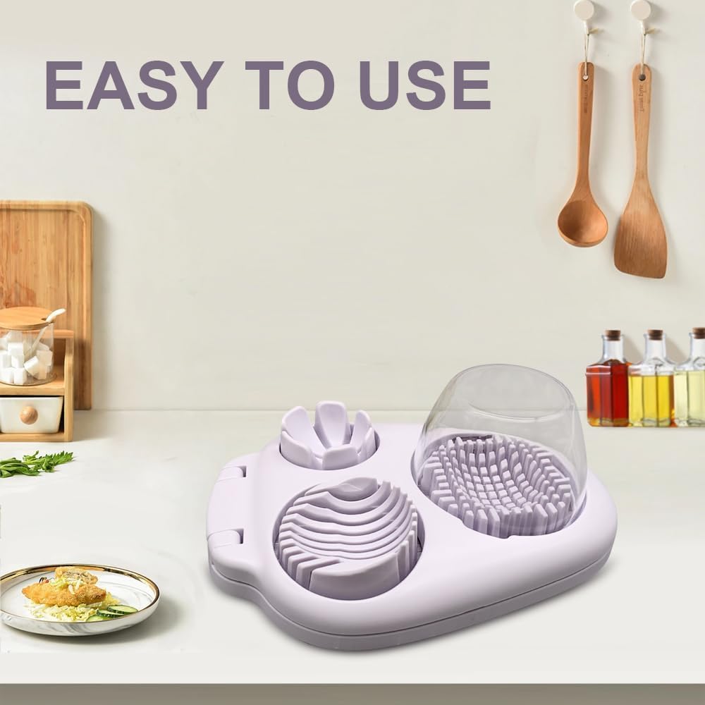 3 Pcs Heavy Duty Egg Slicer with 3 Cutting Modes, Stainless Steel Egg Cutter for Hard Boiled Eggs, Strawberry, Mushroom, and Grape, Kitchen Dicer Tool, Send Goods From Local Warehouse
