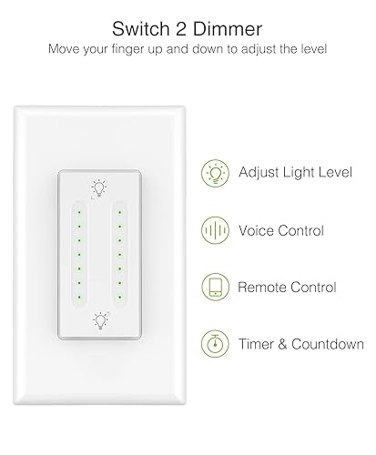 Miniatura 5 de GHome Smart Interruptor de atenuación doble, ahorro de espacio, control 2 en 1, interruptor de luz inteligente WiFi compatible con Alexa y Google