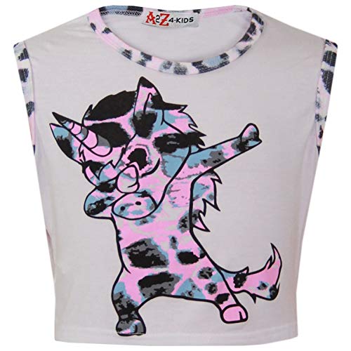Conjunto de crop top con diseño de unicornio nieve leopardo tendencia moda 2