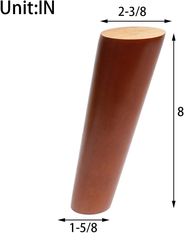 Round Solid Wood Furniture Legs Sofa Replacement Legs Perfect for Mid-Century Modern/Great IKEA hack for Sofa, Couch, Bed, Coffee Table (8 Inches,Set of 4, Walnut Color)