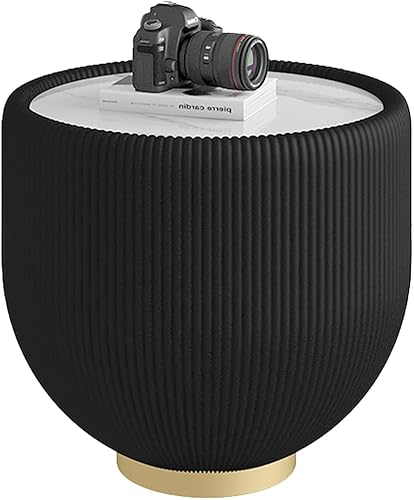 Miniatura 32 de Mesa auxiliar redonda de 29.53 pulgadas, mesas de cóctel modernas con textura vertical decorativa, mesas centrales de cuenco blanco de 29.53 1 Mesa