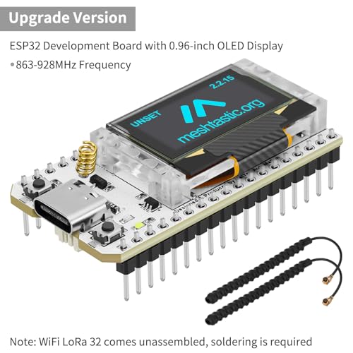 MakerFocus 2pcs ESP32 LoRa V3 Development Board with 915 MHz Antenna Integrated WiFi Bluetooth SX1262 CP2102 0.96-inch OLED Display Type C Interface for Meshtastic IoT Arduino Intelligent Scenes - Image 2