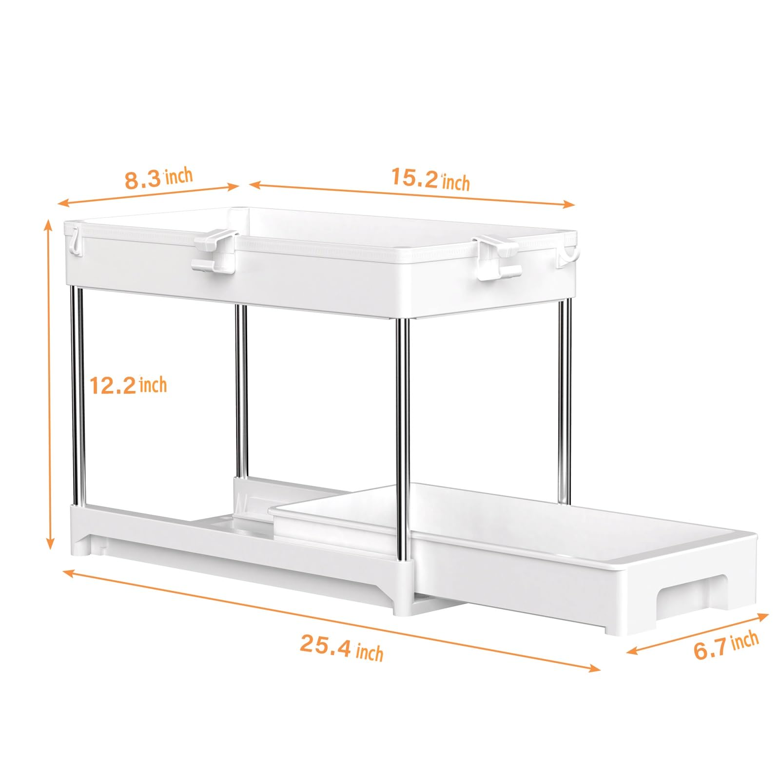 Küchenspüle-Regal, Küche unter der Spüle, Organizer, mobiles Regal, Aufbewahrungsorganisator unter der Spüle, weißes Schieberegal mit Schiebegriff für Zuhause, Büro, Küchenspüle-Organizer, weiß (wei