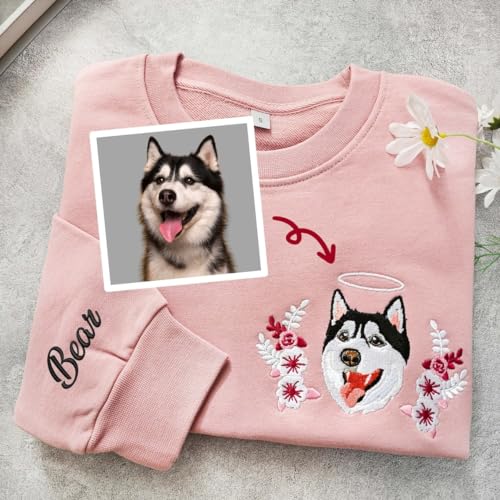 Custom Dog, Hoodie Embroidered Dog Name, Personalized Pet Face Sweatshirt from Your Photo, Varsity Sweatshirt, Gifts for Dog Lovers2