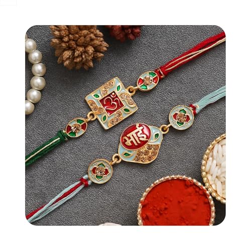 Image of eCraftIndia Set of 2 Multicolor Panda and Elephant Kids Rakhis with Roli Chawal Pack