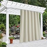 Picture of NICETOWN Outdoor Blind for Patio Waterproof, Rustproof Grommet Room Darkening Light Blocking Privacy Protect Weighted Outdoor Curtain for Pavilion/Room Divider, 1 Panel, W84 x L84, Beige