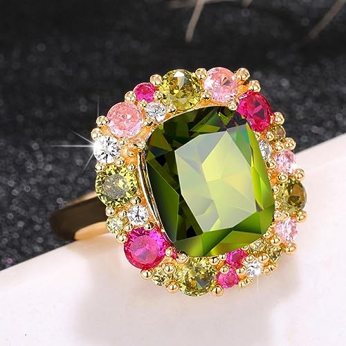 925 sterling silver Shiny multi-colored diamond Wedding ring Engagement ring Cubic Zirconia Diamond Rings Clothing, Shoes & Jewelry Women Jewelry Rings Statement2