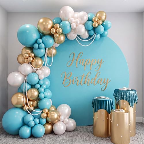 Image of RUBFAC 135pcs Teal Blue Balloons Different Sizes 18 12 10 5 Inch Turquoise Teal Latex Balloon Garland Arch for Birthday Wedding Engagements Anniversary Baby Shower Party Decoration
