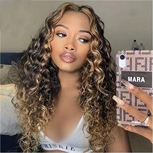 180% Density Ombre Blonde 1B/27 Color Curly Human Hair Wigs For Black Women Deep Wave Hd Human Hair Lace Wigs With Highlight 13X6 Lace Frontal Wigs Human Hair Pre Plucked Bleached Knots 24 #TOP2
