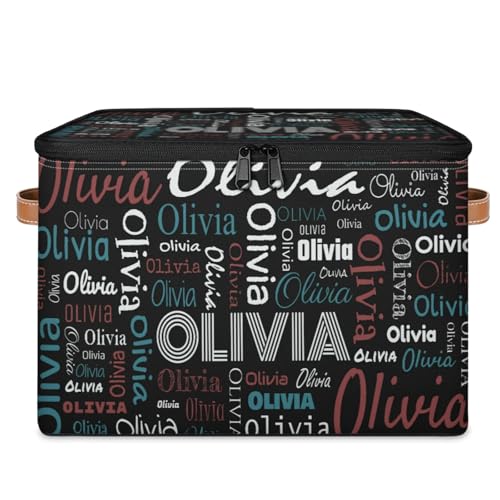 Ioracida Custom Fabric Storage Basket with Zipper Lid, Personalized Storage