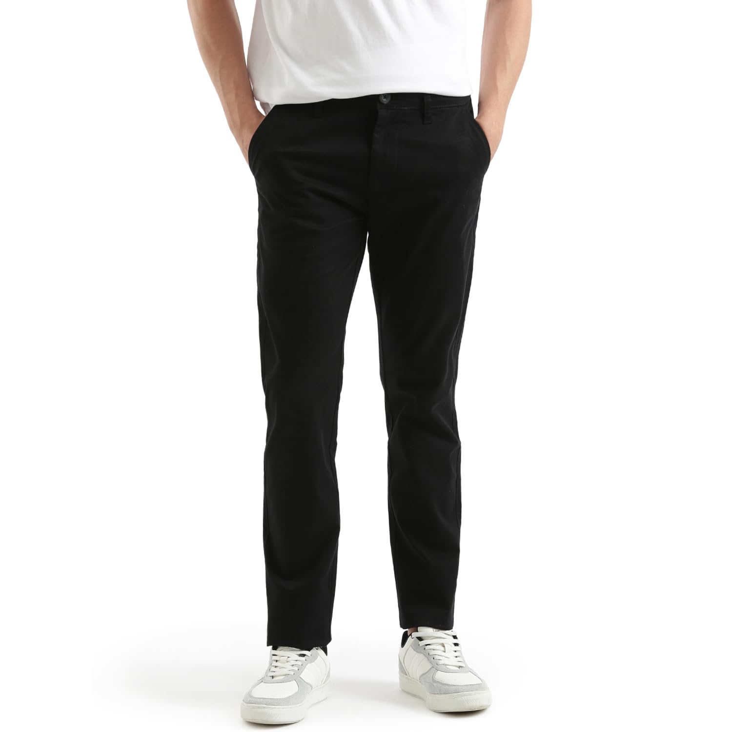 wrogn Men's Black Classic Solid Trousers-picture-35
