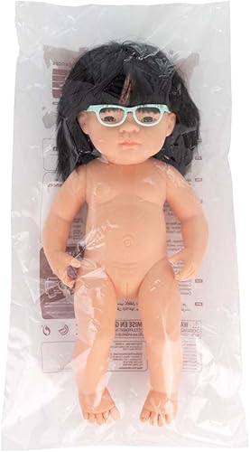 Miniatura 2 de Miniland Muñeca asiática de 15'' con gafas (Polybag) - Hecho en España, anatómicamente correcto, calidad