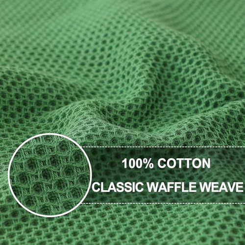 Image of Homaxy 100% Cotton Oversized Waffle Weave Kitchen Dish Towels, Ultra Soft Absorbent Quick Drying Cleaning Towel, 20x28 Inches, 8-Pack, Grass Green