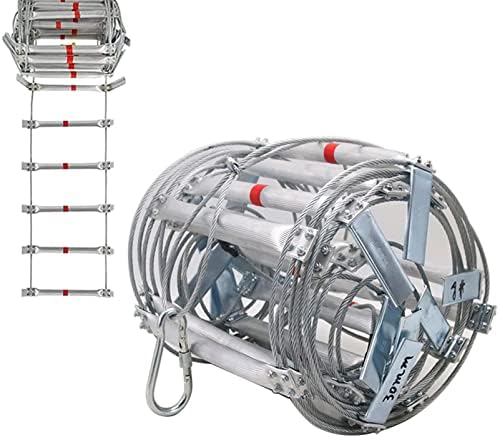 SHENUZ Rope Ladders Portable Emergency Escape Ladder Wire Rope Ladder for High-Altitude Operations Aluminum Alloy Fire Escape Outdoor,12m/39ft