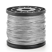 Yarlung 1/16 Inch x 500 Feet Wire Rope Cable, Stainless Steel Braided Wire Stranded Rope Vinyl Coated Aircraft Cable for Outdoor Clothesline, Trellis, String Lights, 7x7 Strands Core