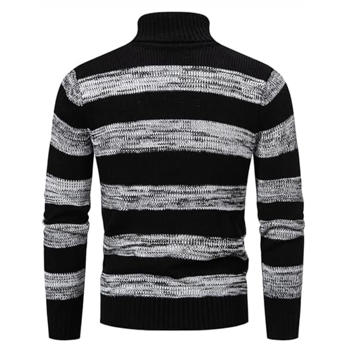 NATHGAM Men's Striped Pullover Sweater Slim Fit Mock Neck Knitted Sweaters Winter Warm Jumpers Long Sleeve Thermal Undershirt3