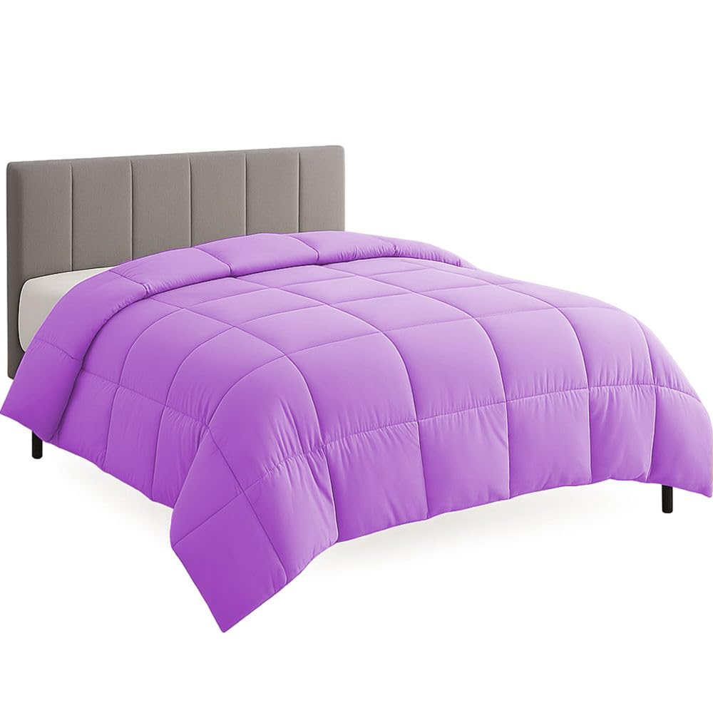 Oversized Queen Size Comforter Set - All Season Down Alternative Bedding Comforter Set - Quilted Duvet Insert with Corner Tabs - Box Stitched Blanket - Breathable, Soft - Lavender