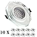Produktbild 10er LED Einbaustrahler Set Weiß Kristall/Glas mit LED GU10 Markenstrahler von LEDANDO - 5W - warmweiss - 60° Abstrahlwinkel - 50W Ersatz - A+ - LED Spot 5 Watt - Einbauleuchte LED eckig