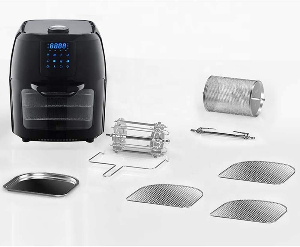 10.6qt Digital Air Fryer, four à grille-pain et cuisinière d'otilless, 1700W, écran tactile à LED, panier détachable antiadhésif, four à comptoir de 10 en 1 avec déshydrateur et rôtissoire, 6 acc