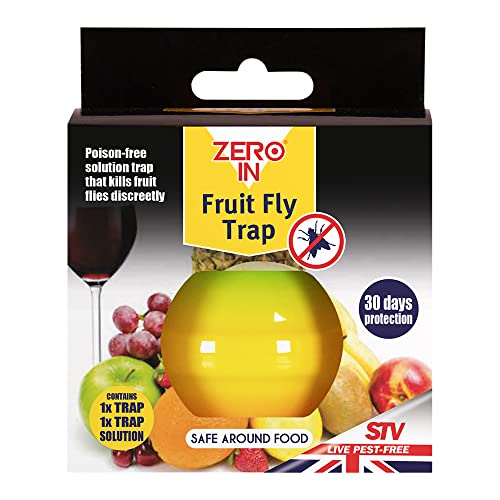 Zero In ZER886 Fruit Fly Trap (Apple-Shaped, Non-Toxic, Insect Trap to Attract and Trap Bugs, Suitable for Kitchen Counters, Lasts up to 30 Days), White, 5.5x10.5x16.7 cm