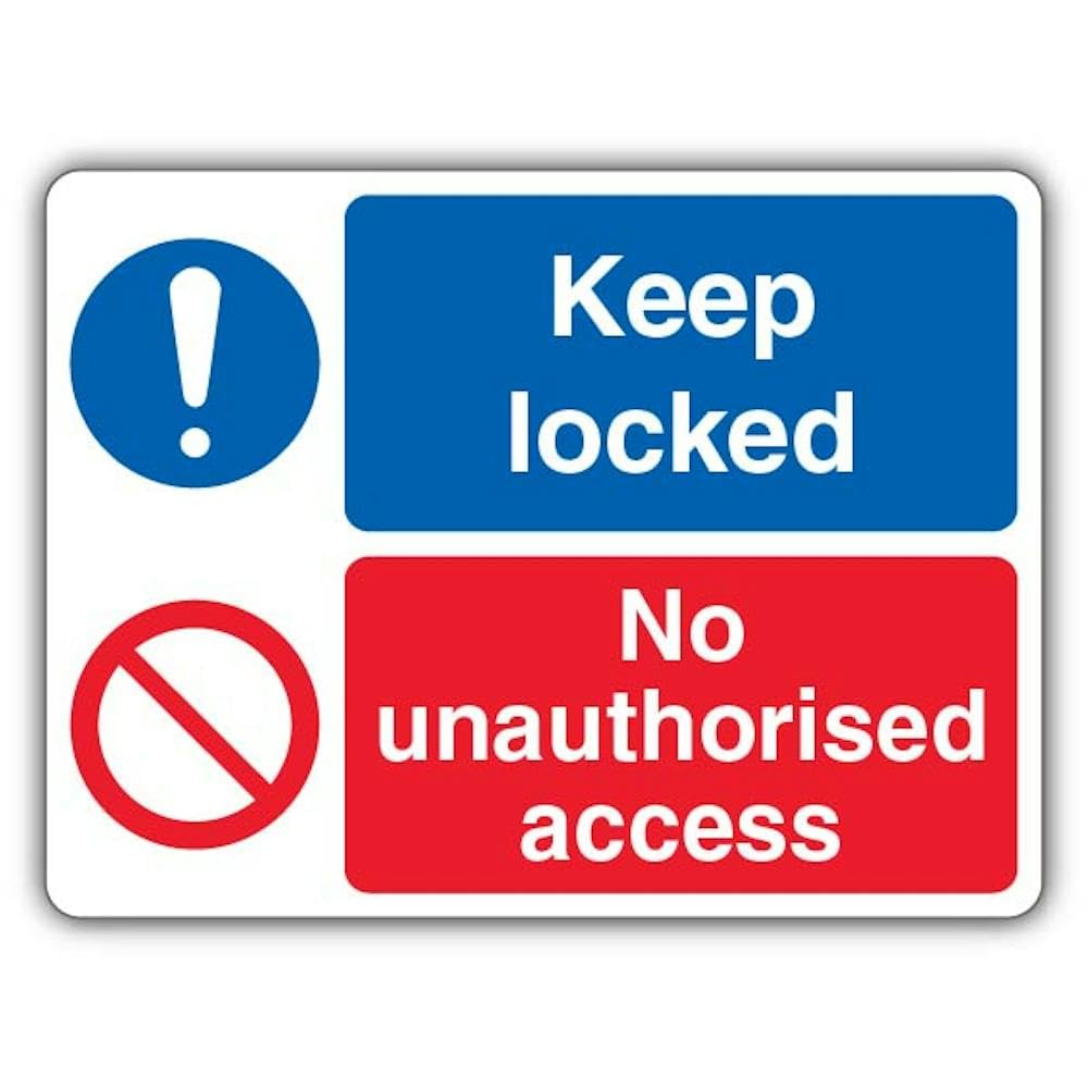 V Safety Keep Locked No Unauthorised Access Safety Sign - 400 x 300 mm - 3mm Aluminium Composite