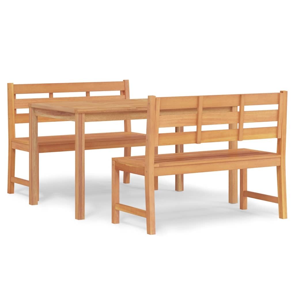 Fengshui Set da pranzo da giardino, 3 pezzi, in legno massello di teak | Impermeabile, piano del tavolo stabile, comodo schienale, istruzioni di montaggio incluse (lingua italiana non garantita)