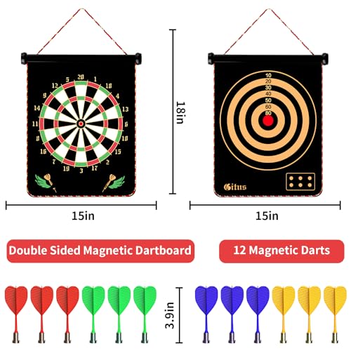 Image of Magnetic Dart Board Games for Kids with 12 Darts Outdoor Toys for Boys Age 8-13 Cool Stuff Gifts Ideas for Teenage Boy Girls Age 8 9 10 11 12 13 14 15 16 Game Room Decor