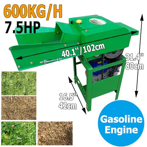 Image of TXMACHINE Lawn Mowers 800kg /h hay Cutter Machine Electric hay Cutter Silage Machine Grass Cutter for Chaff,Corn Straw,Grass,Wheat Straw with Miniature Circuit Breaker (Gasoline Type)