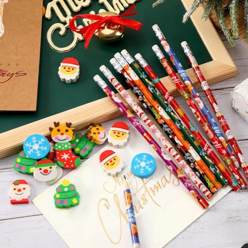 Set de 36 lápices de Navidad con gomas de borrar miniatura 6