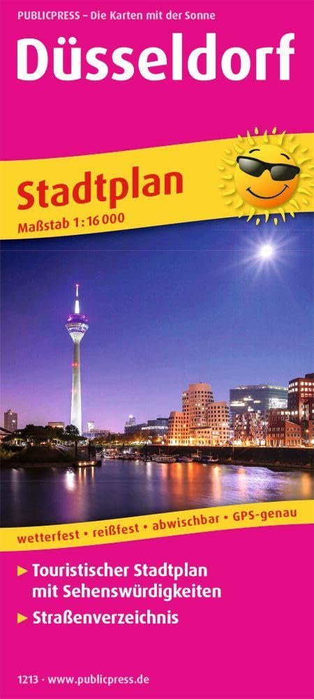 Düsseldorf: Touristischer Stadtplan mit Sehenswürdigkeiten und Straßenverzeichnis