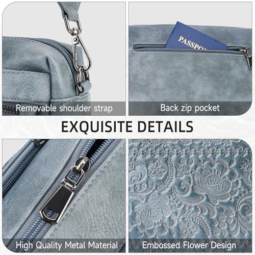 Image of Crossbody Bags for Women Trendy Vegan Leather Crossbody Phone Purse | Travel shoulder bag, embossed design, floral patterns, multi pockets, adjustable strap, lightweight purse for daily shopping