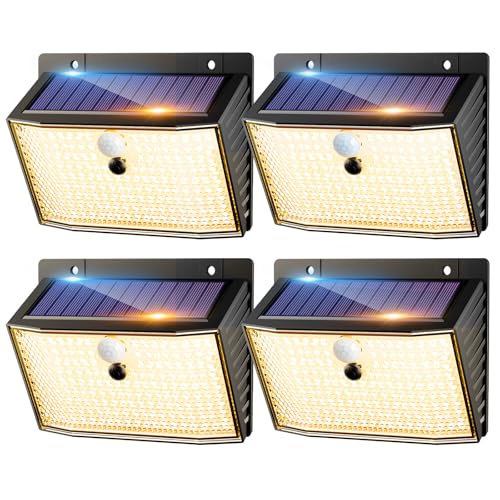nipify Luz Solar Exterior con Sensor de Movimiento,168 LED Focos Led Exterior Solares, Foco Solar con 3 Modos, IP65 Impermeable Luces Solares Para Jardín, Garaje, Patio, Blanco cálido