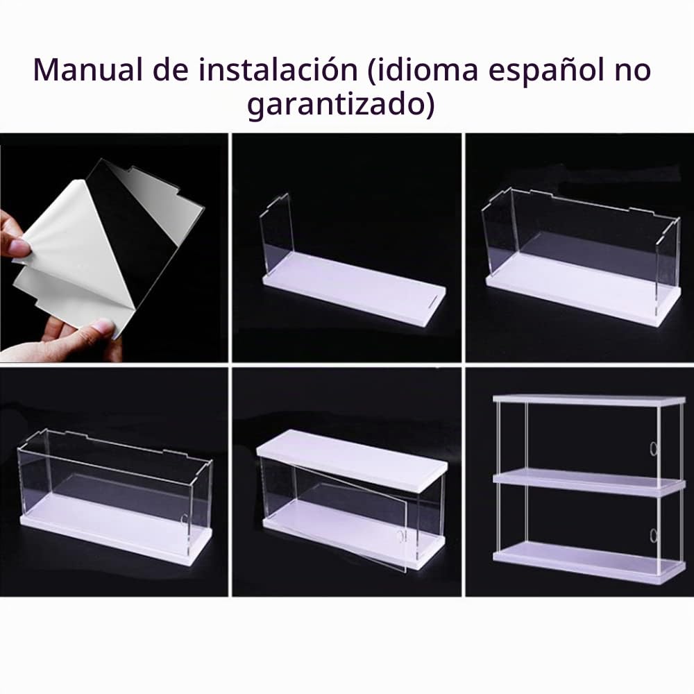 Joody 2 niveles escaparate vitrina acrílica para colección figura de coche en miniatura, caja transparente puerta, estante antipolvo (30 x 10 x 26,8 cm)