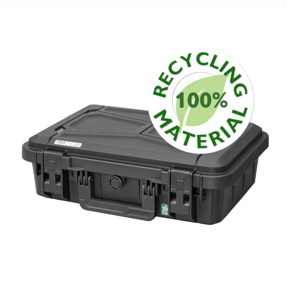 Valigetta TOMcase per notebook/laptop e accessori – valigetta rigida ECO impermeabile con tasca portadocumenti e schiuma espansa a griglia/a cubetti per 11-15 pollici da esterno – Prodotto in EU