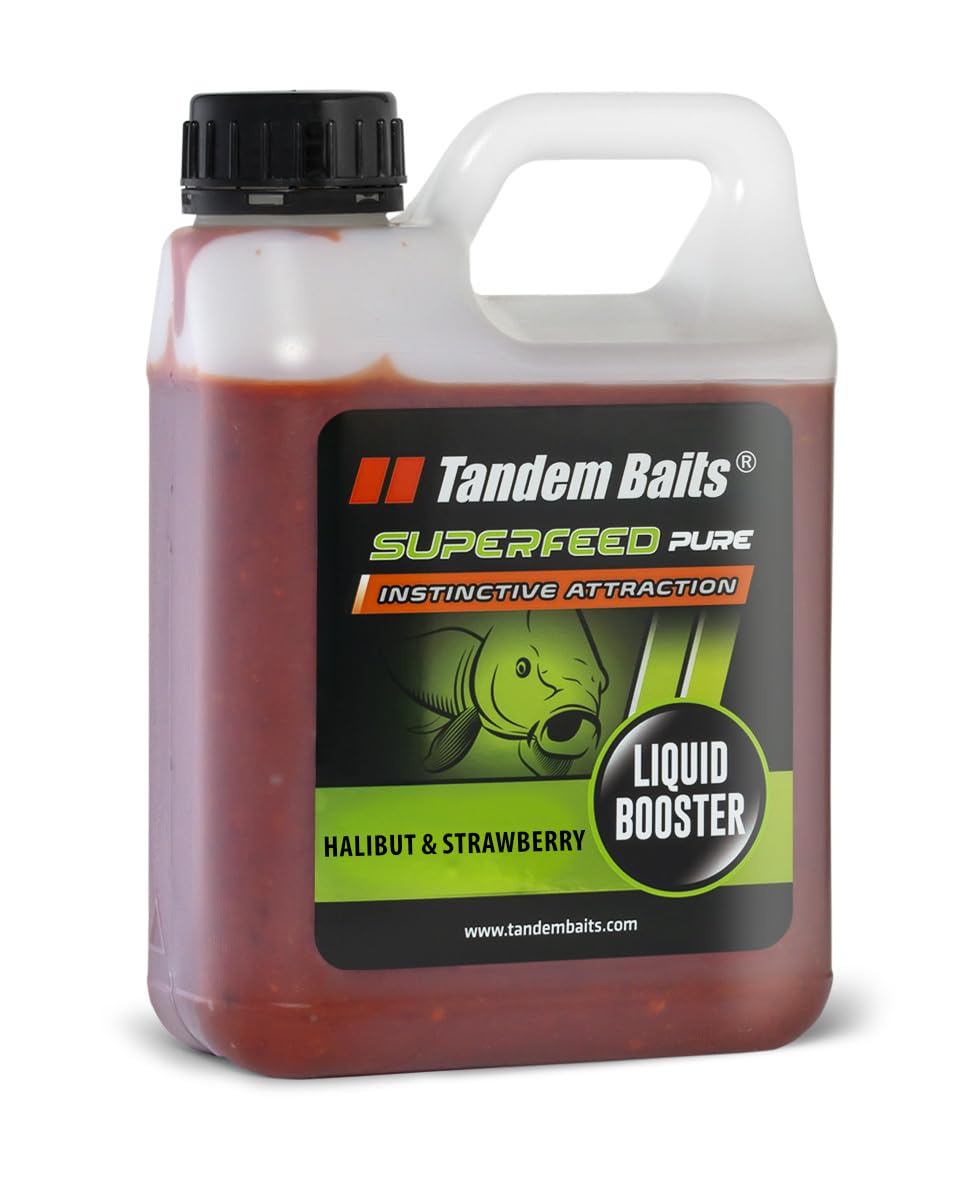 Tandem Baits SuperFeed Pure Booster Halibut & Strawberry | Carp Fishing Booster | Booster Effortless Carp Fishing | Carp Bait | Carp Fishing Accessories for Monster Fish 1000ml