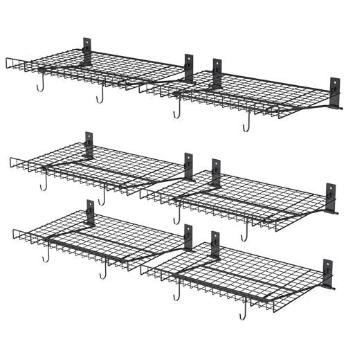6 Pack Foldable Wall Shelves Heavy Duty Storage